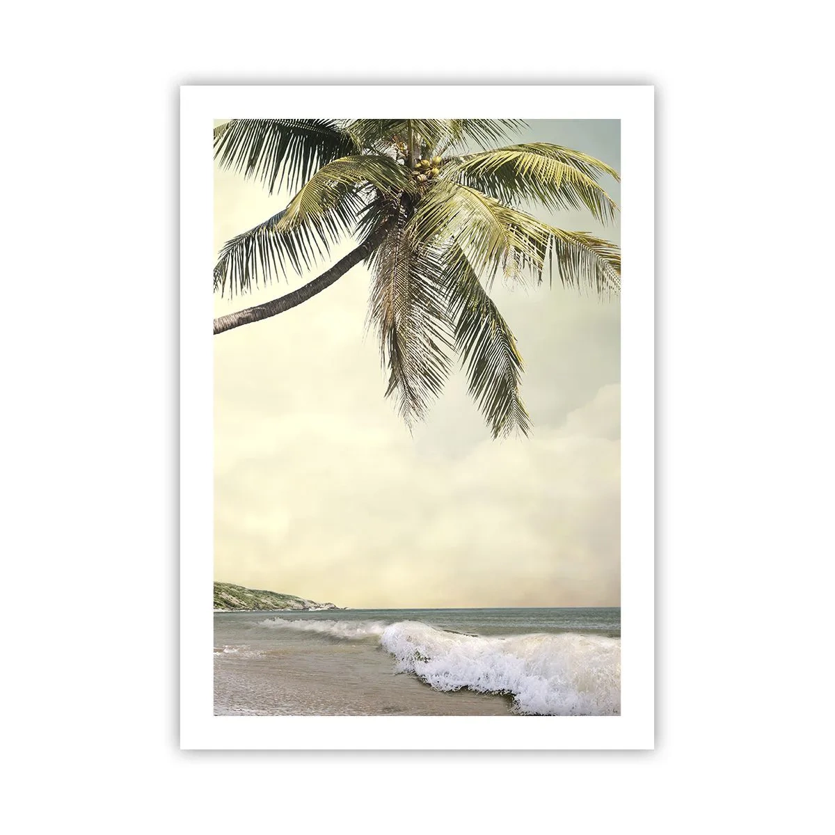 Poster - Eine Palme vor dem Meer - 50x70cm - Tropischer Traum - Moderne Wanddekoration für Wohnzimmer und Schlafzimmer ARTTOR