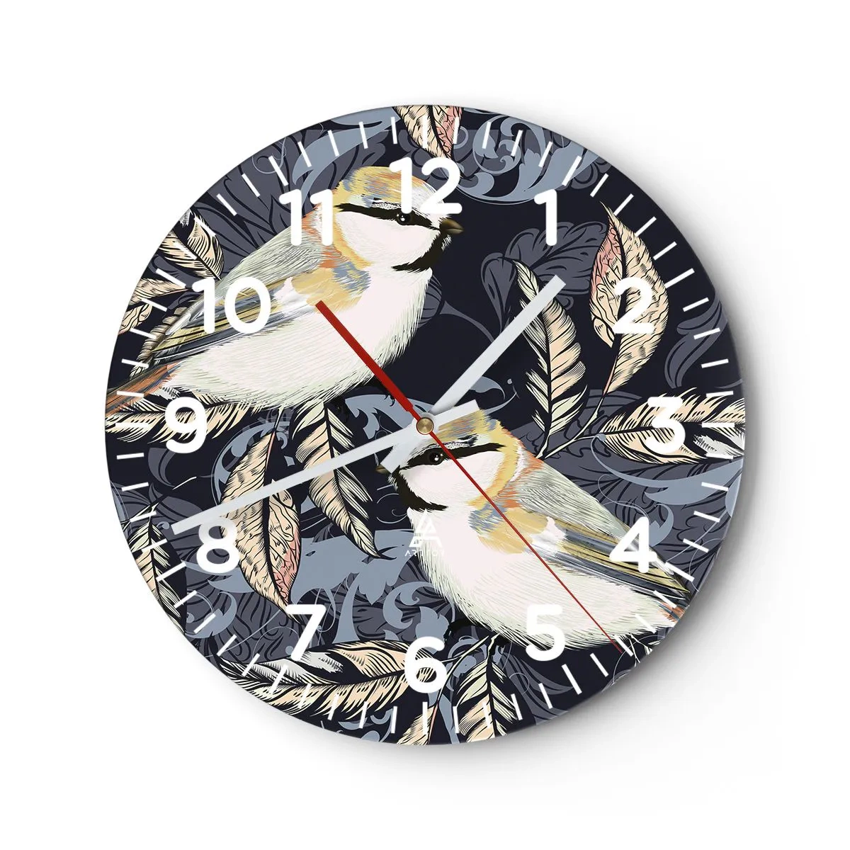 Wanduhr - Glasuhr - Gelb-blauer Triller - 30x30 cm