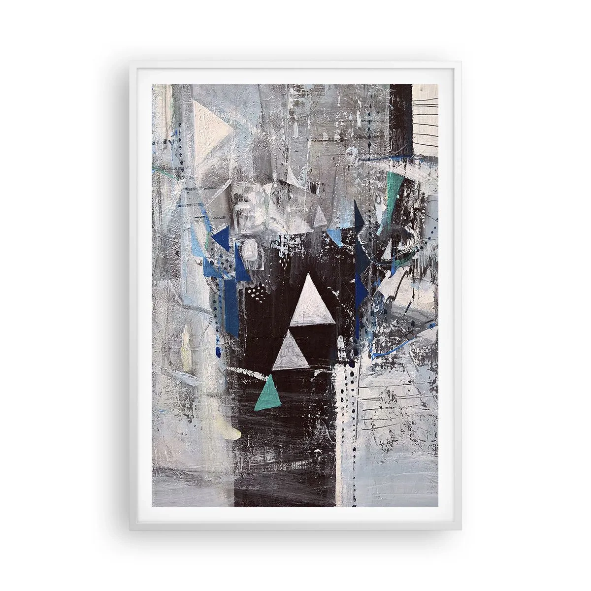 Poster in einem weißen Rahmen - Überschreibende Reihenfolge der Dreiecke - 70x100 cm