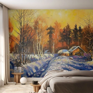 Fototapete Standard Eco - Wintereindruck in der Sonne - Landschaft, Winter, Berghütte - 350x256 cm