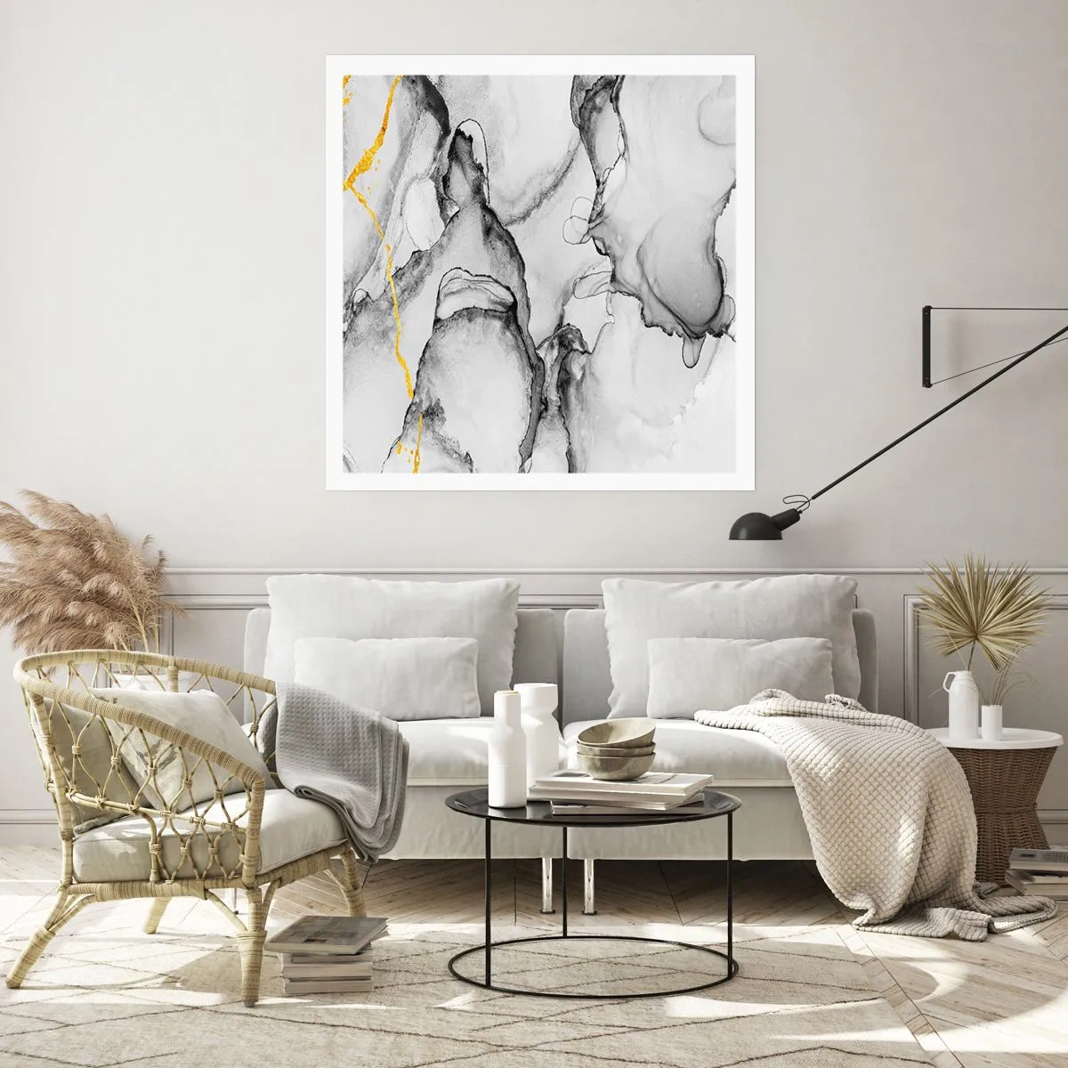Poster - Komposition mit Goldmotiv - 30x30 cm