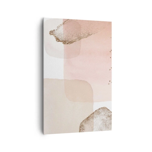Bild auf Leinwand - Leinwandbild - Pastellfarbene Flecken mit goldenen Elementen - 80x120cm - Ein Blick durch die Farbe - Moderne Wanddekoration für Wohnzimmer und Schlafzimmer ARTTOR