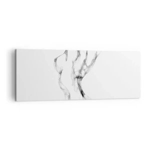 Bild auf Leinwand - Leinwandbild - Zarte, abstrakte Linien, die Rauchfahnen ähneln, auf hellem Hintergrund - 140x50cm - Schön und stark - Moderne Wanddekoration für Wohnzimmer und Schlafzimmer ARTTOR