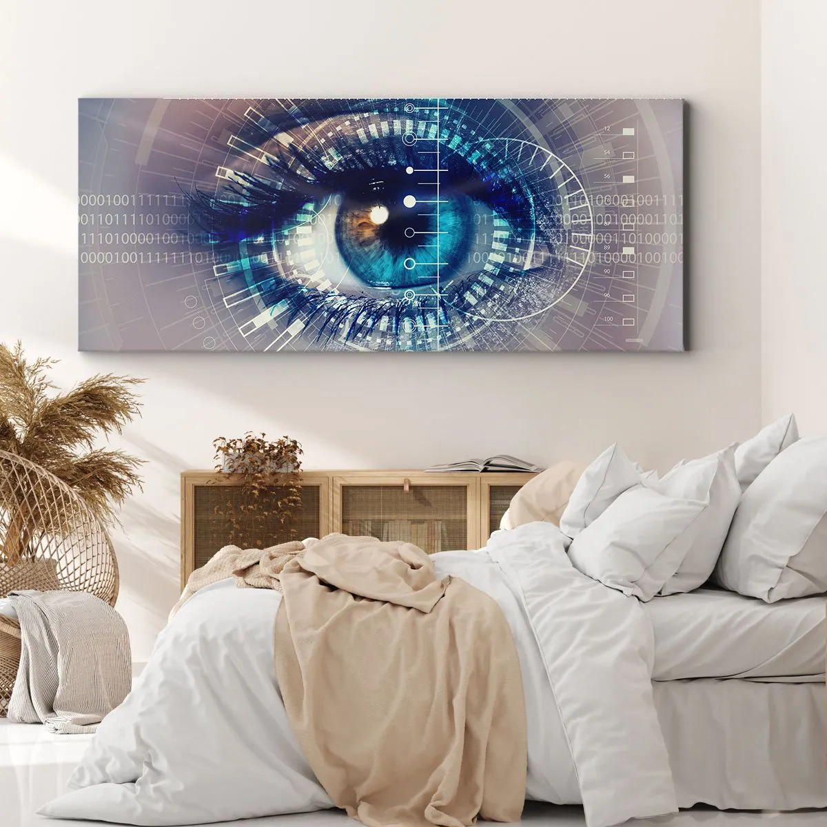 Bild auf Leinwand - Leinwandbild - Ein technologisches Auge mit einer futuristischen Schnittstelle - 160x50cm - Du denkst du kennst mich - Moderne Wanddekoration für Wohnzimmer und Schlafzimmer ARTTOR