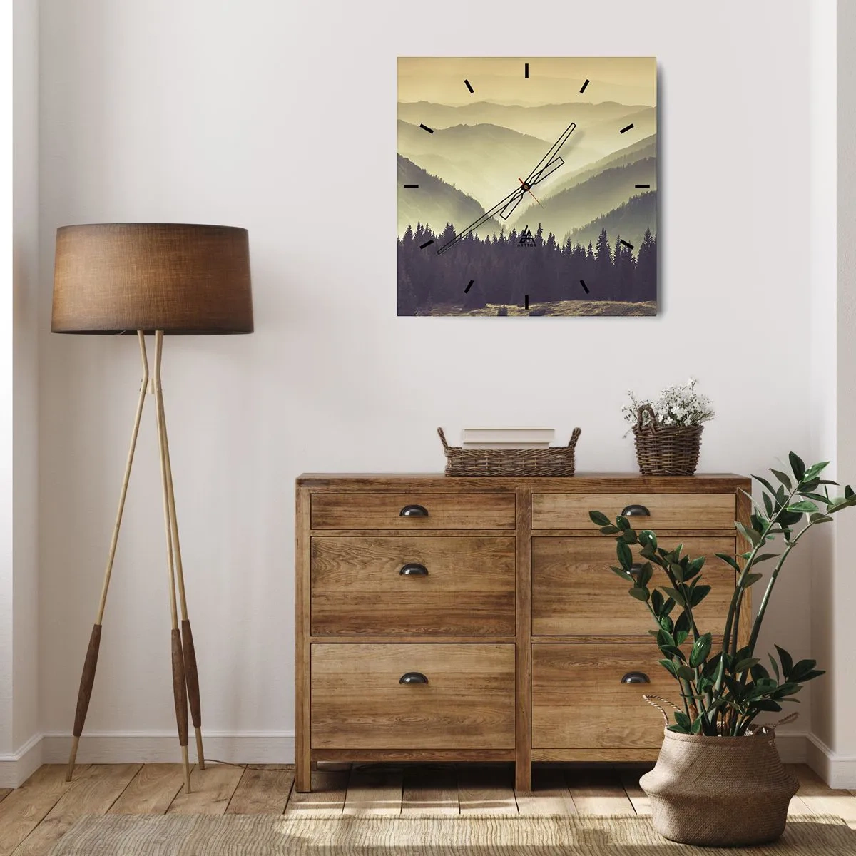 Wanduhr - Glasuhr - Hinter den sieben Bergen ... - 40x40 cm