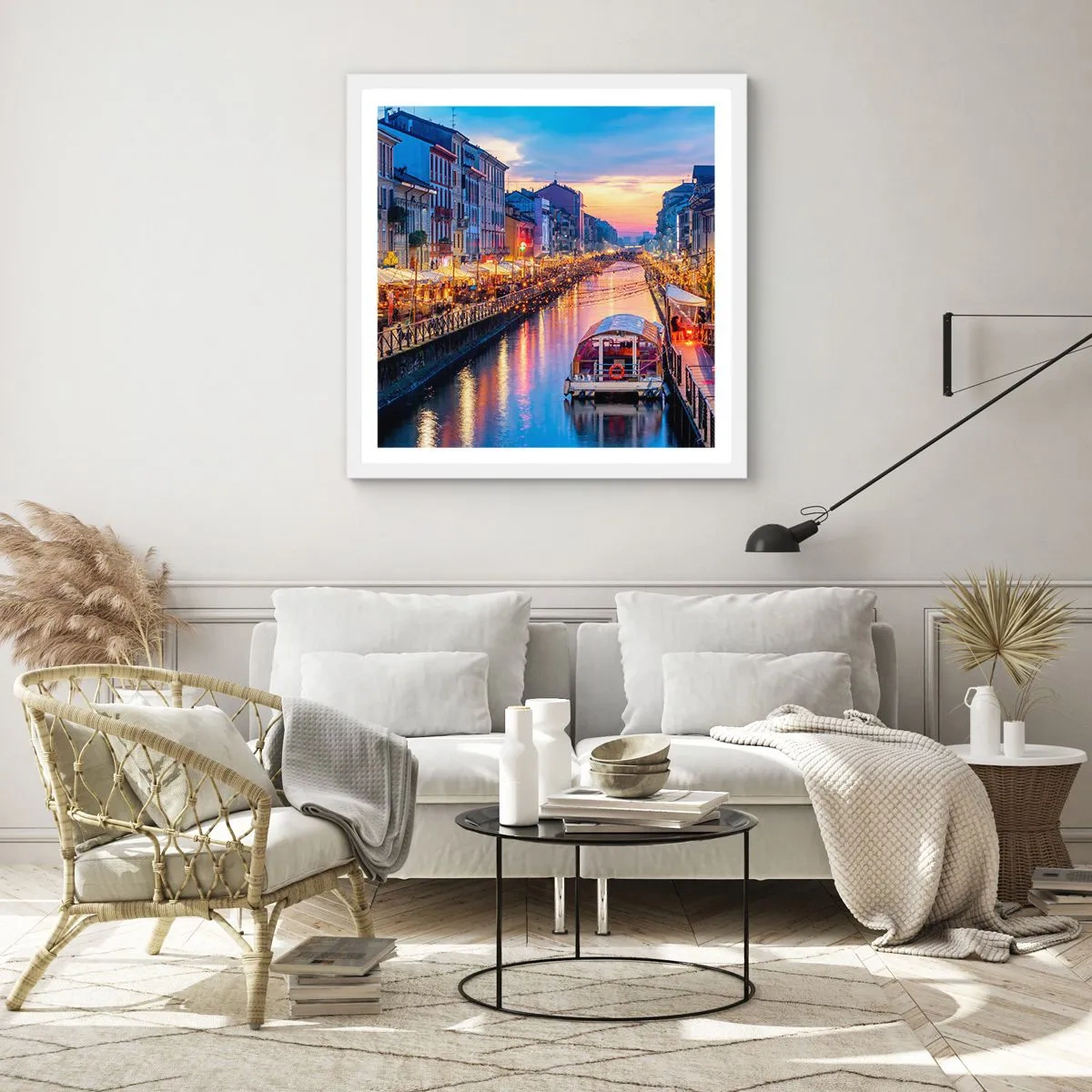 Poster in einem weißen Rahmen - Ein Abend voller Licht und Spaß - 40x40 cm