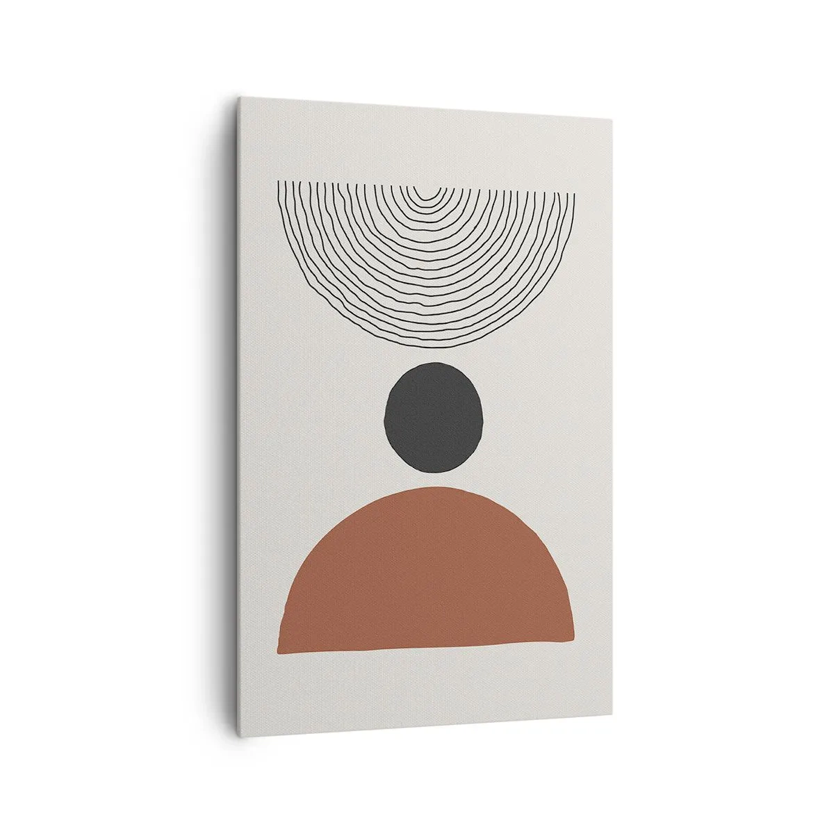 Bild auf Leinwand - Leinwandbild - Abstrakte geometrische Figuren in warmen Farben - 80x120cm - Das Zentrum der Aufmerksamkeit - Moderne Wanddekoration für Wohnzimmer und Schlafzimmer ARTTOR