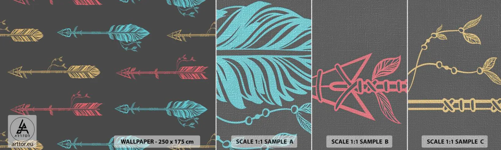 Fototapeten Muster Premium Canvas - In der Verordnung - Abstraktion, Boho, Pfeil - 100x30 cm