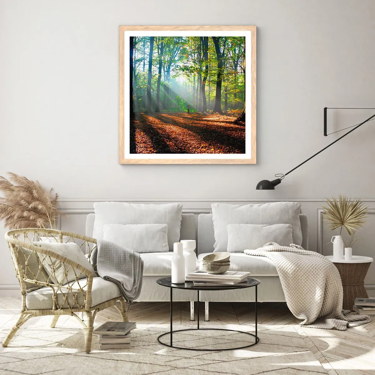 Poster in einem Rahmen aus heller Eiche - Licht und Schatten - 40x40 cm