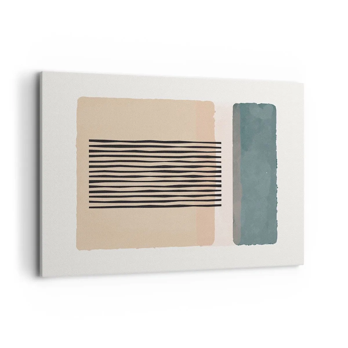 Bild auf Leinwand - Leinwandbild - Minimalistische geometrische Formen in Beige- und Grüntönen - 100x70cm - Alles ist in Ordnung - Moderne Wanddekoration für Wohnzimmer und Schlafzimmer ARTTOR