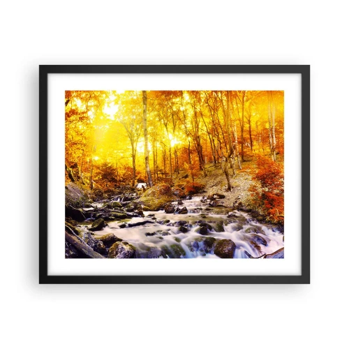 Poster in einem schwarzem Rahmen - In Gold und Platin gefasste Steine - 50x40 cm