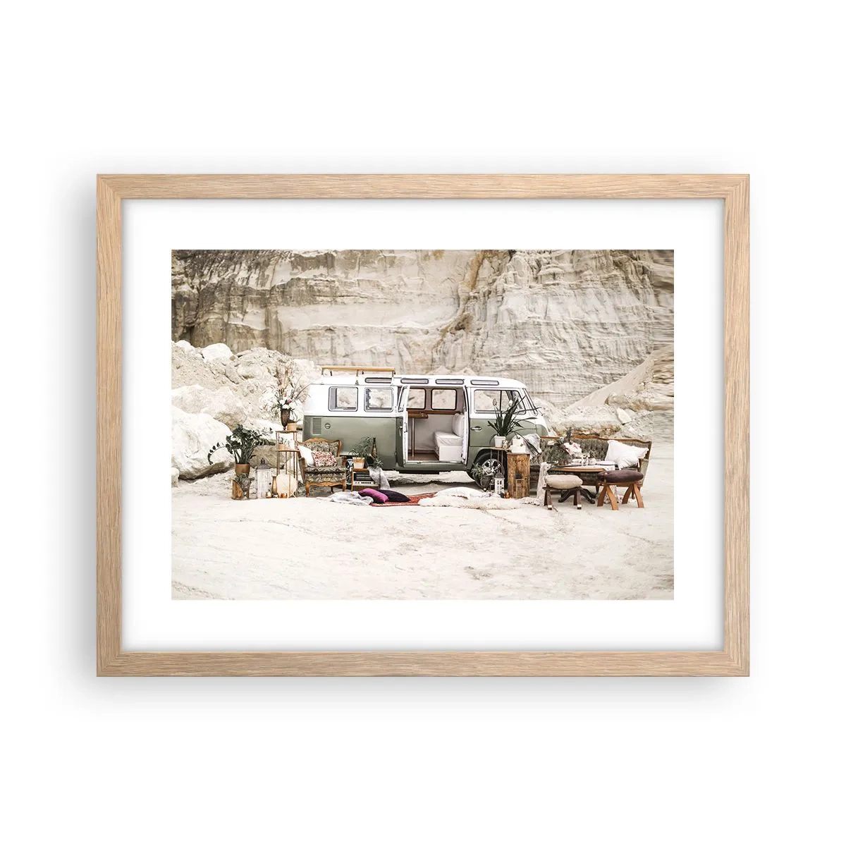 Poster in einem Rahmen aus heller Eiche - Es ist die Zeit, die Reise zu beginnen - 40x30 cm