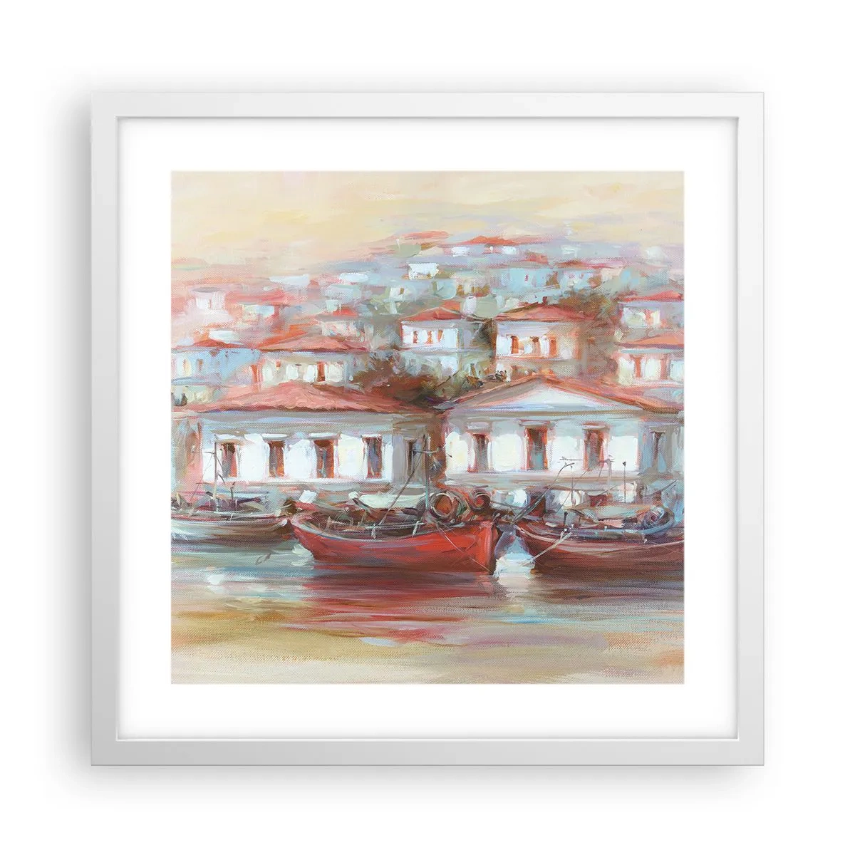 Poster in einem weißen Rahmen - Glückliche Stadt - 40x40 cm