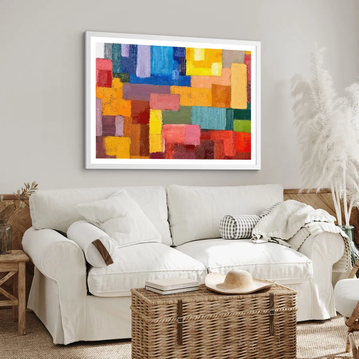 Poster in einem weißen Rahmen - Jeder ist anders, alle bunt - 100x70 cm