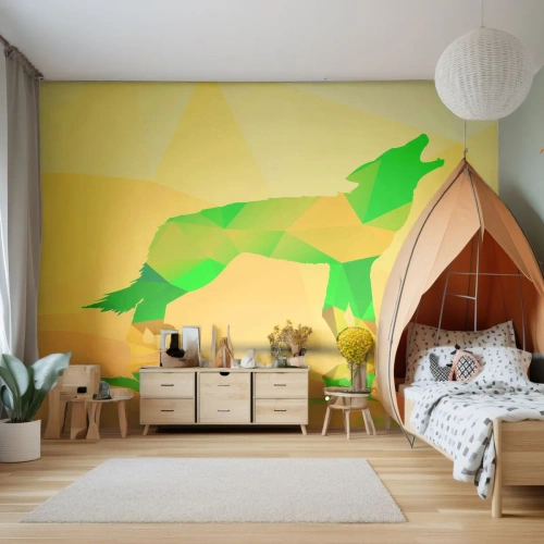 Maßgeschneiderte Fototapete Standard Eco - Ein einsamer Wolf - Tiere, Wolf, Geometrische Figur