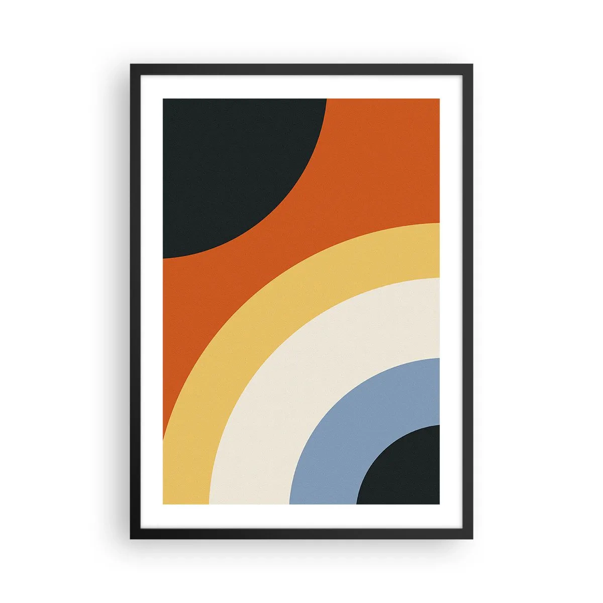 Poster in einem schwarzem Rahmen - Abstrakte bunte Bögen und Kreise - 50x70cm - Zu mir selbst - Moderne Wanddekoration für Wohnzimmer und Schlafzimmer ARTTOR