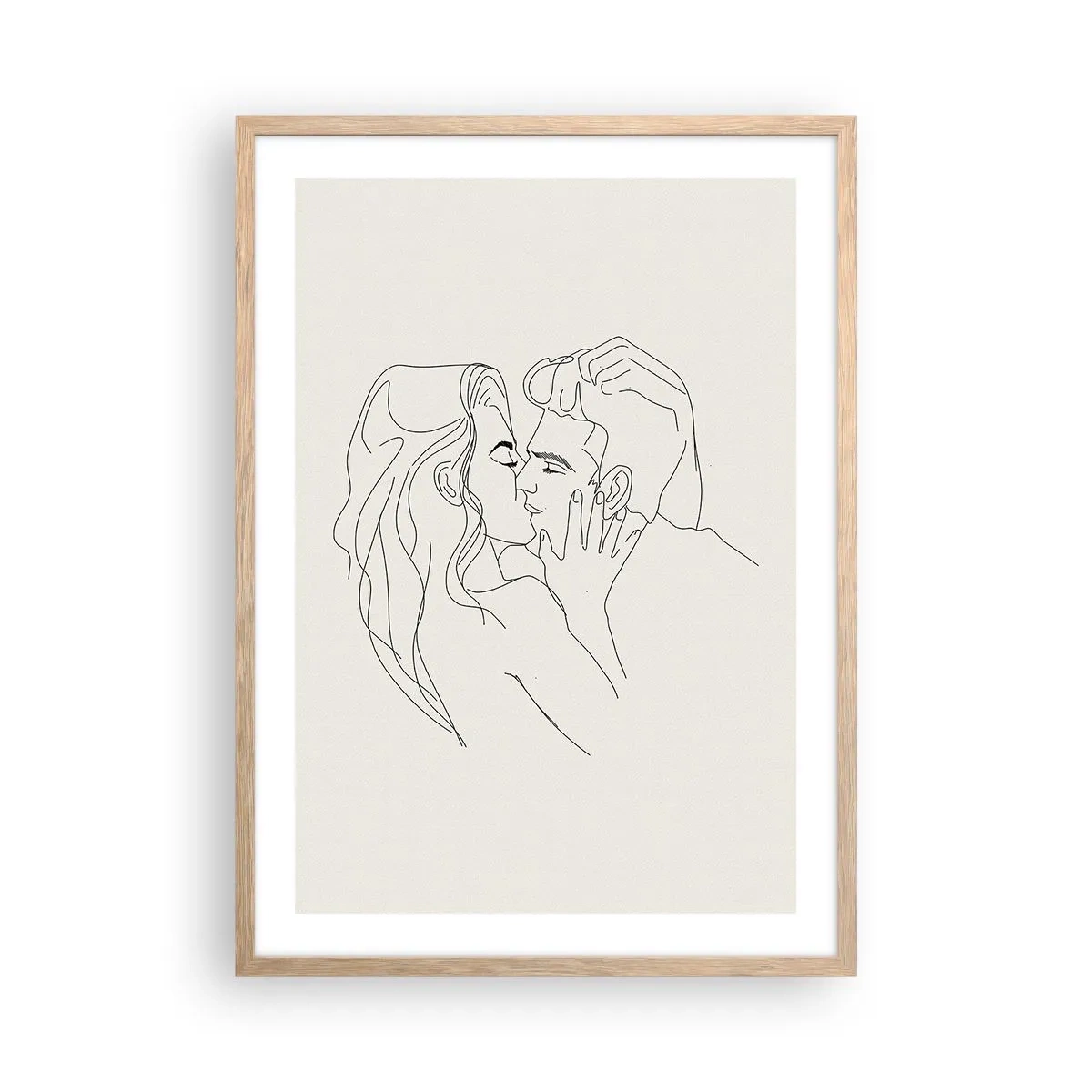 Poster in einem Rahmen aus heller Eiche - Verstrickt im Gefühl - 50x70 cm