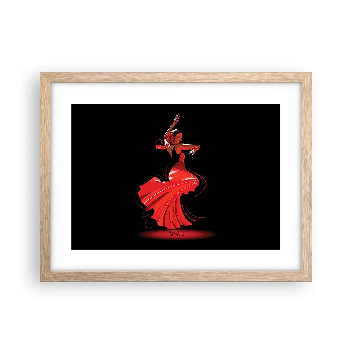 Poster in einem Rahmen aus heller Eiche - Der feurige Geist des Flamenco - 40x30 cm