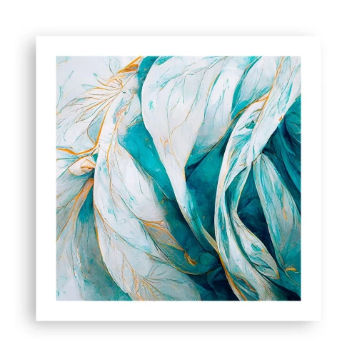 Poster - Blaue Abstraktion mit goldenem Motiv - 50x50 cm