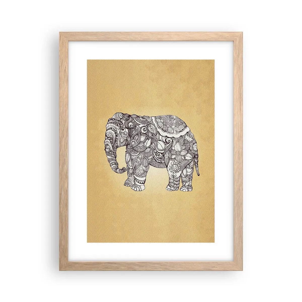 Poster in einem Rahmen aus heller Eiche - Elefant verhüllte sich - 30x40 cm