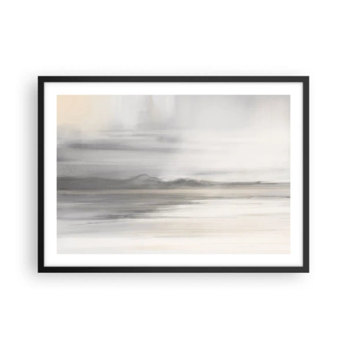 Poster in einem schwarzem Rahmen - Eine subtile Landschaft in Grau- und Beigetönen - 70x50cm - Nachdenkliche Distanz - Moderne Wanddekoration für Wohnzimmer und Schlafzimmer ARTTOR