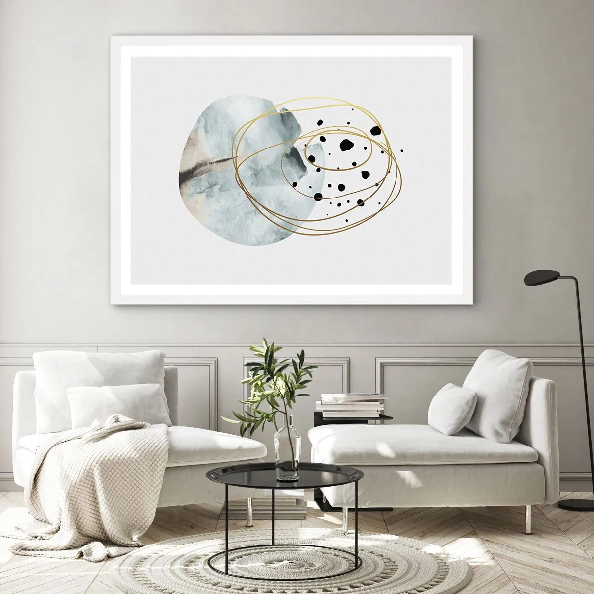 Poster in einem weißen Rahmen - Vom Weltraum umarmt - 91x61 cm