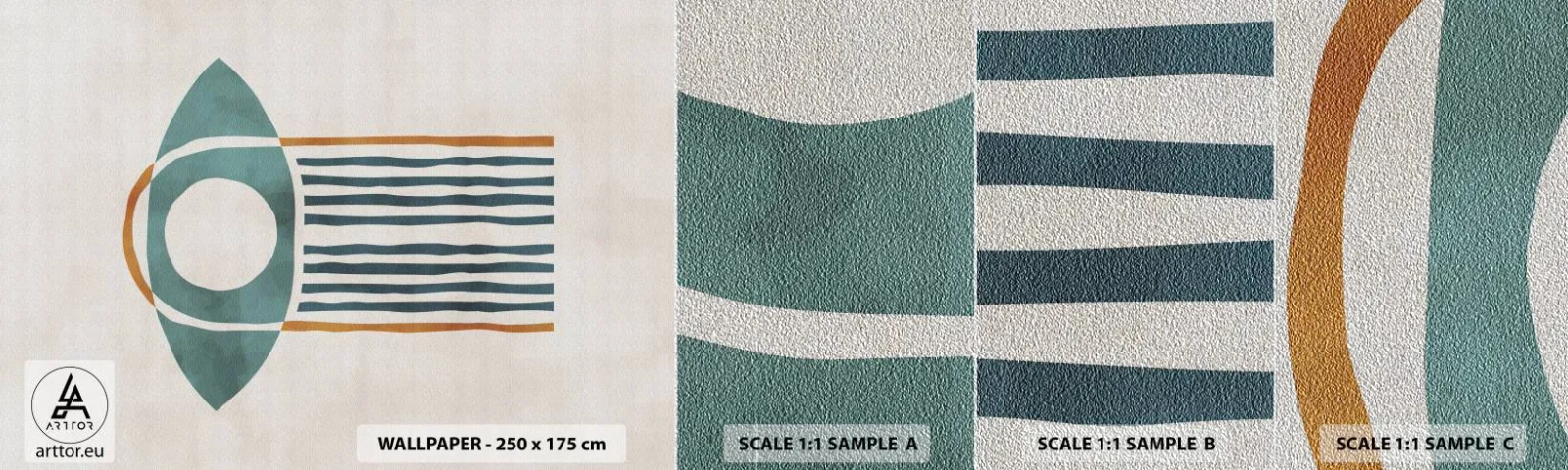 Fototapeten Muster Premium Sand - Zeichen und Rituale - Boho, Auge, Minimalismus - 100x30 cm