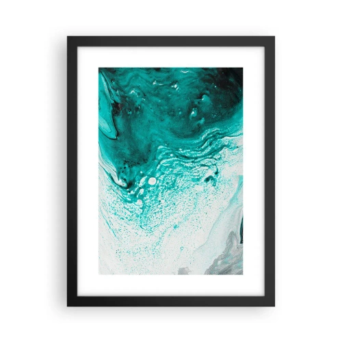Poster in einem schwarzem Rahmen - Verschmelzen in Weiß und Türkis - 30x40 cm