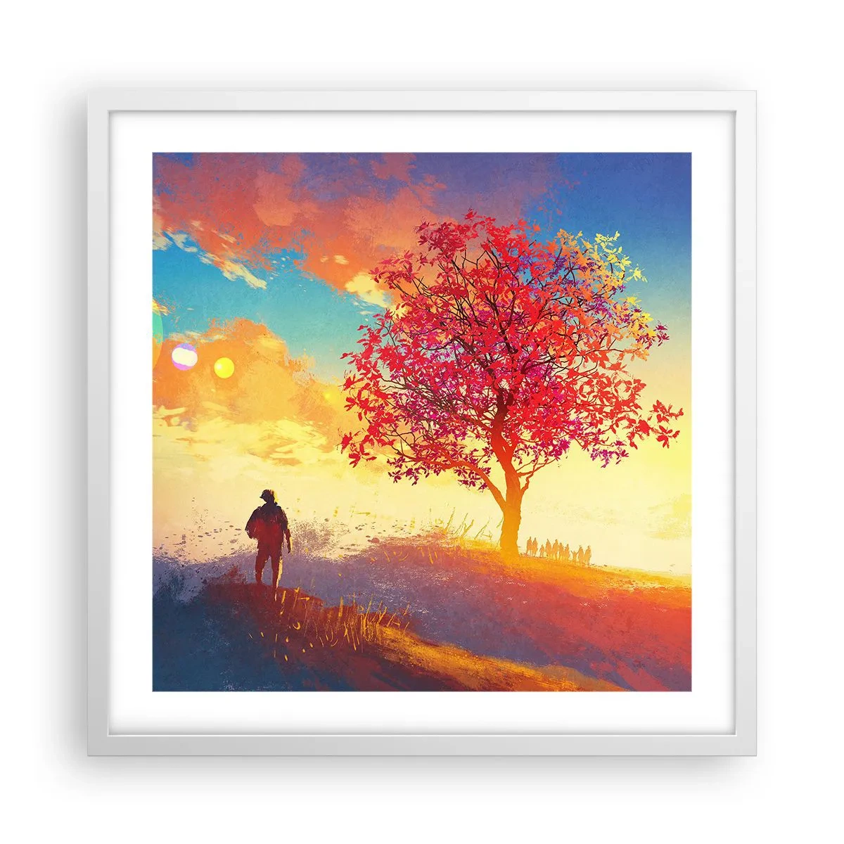 Poster in einem weißen Rahmen - Pilger am Ziel - 50x50 cm