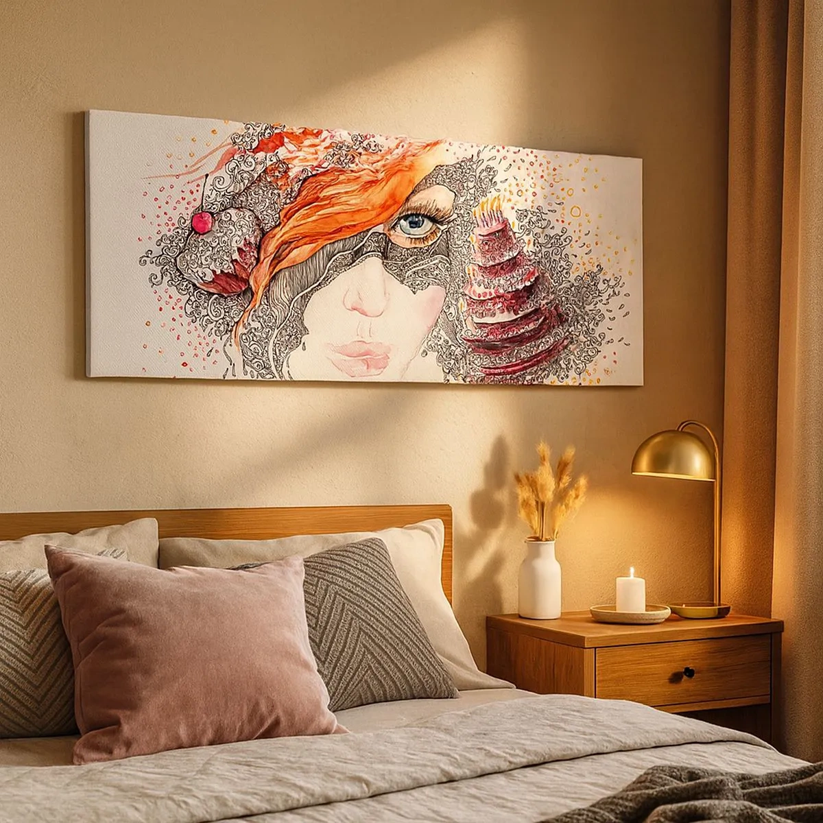 Bild auf Leinwand - Leinwandbild - Bei ihr ist jeden Tag Feiertag - 100x40 cm