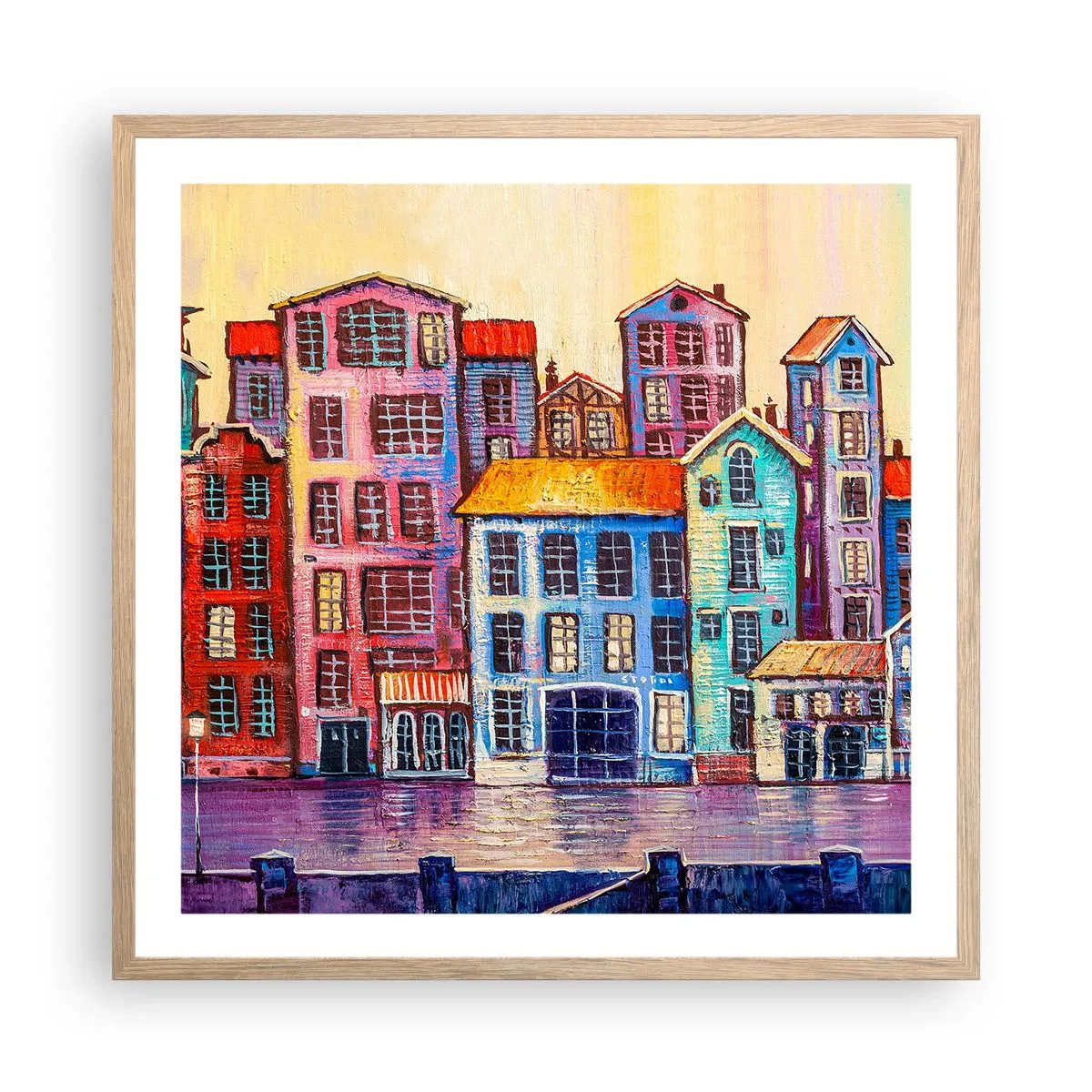 Poster in einem Rahmen aus heller Eiche - Stadt wie aus einem Märchen - 60x60 cm