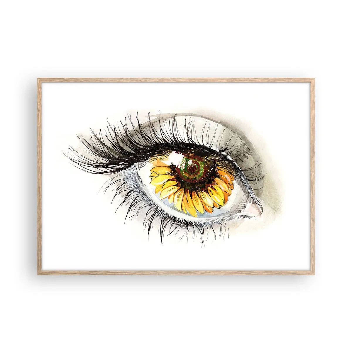 Poster in einem Rahmen aus heller Eiche - Ein Look so heiß wie der Sommer - 100x70 cm