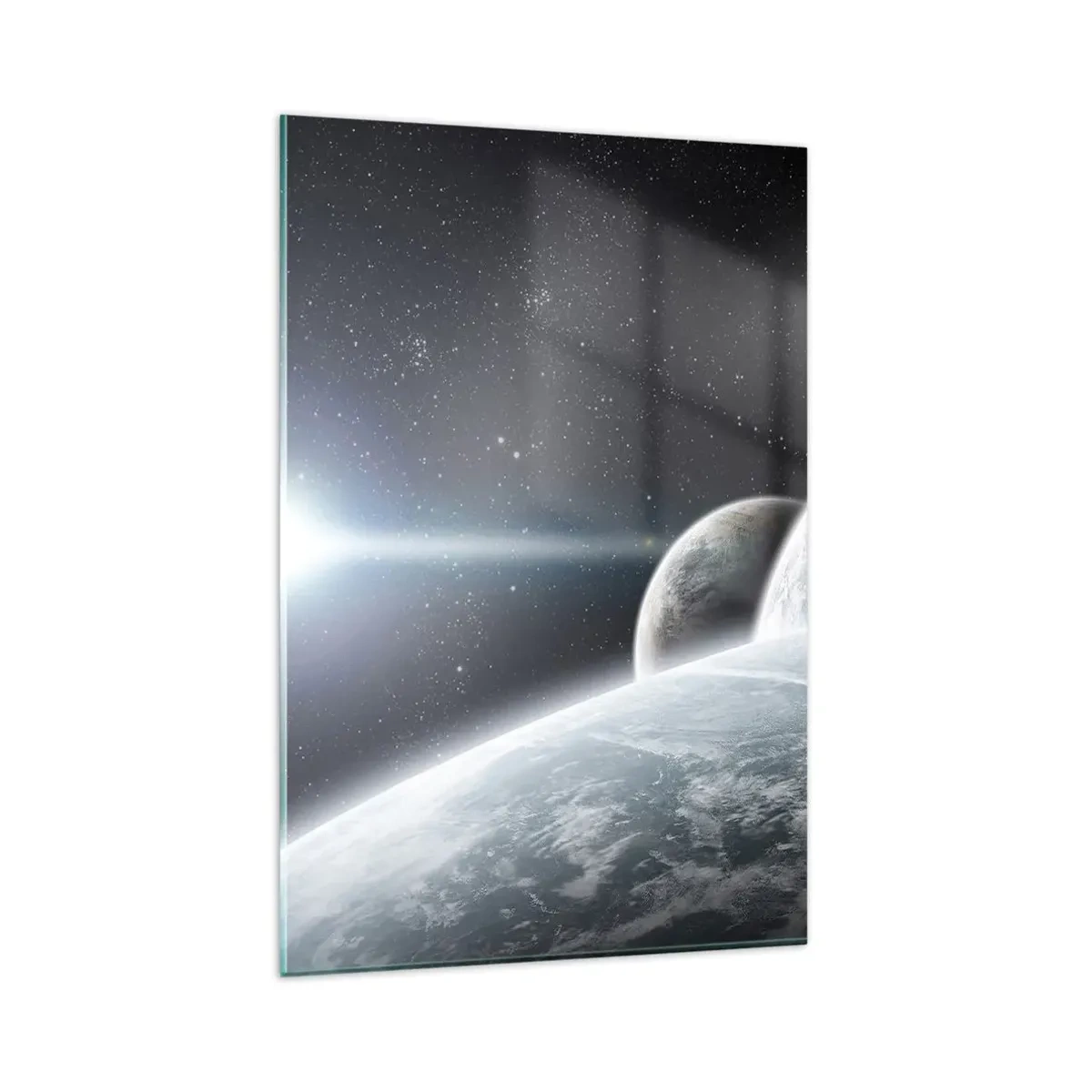 Glasbild - Bild auf glas - Planeten im Weltraum vor dem Hintergrund von Sternen und Galaxien - 80x120cm - Kosmische Musik der Sphären - Moderne Wanddekoration für Wohnzimmer und Schlafzimmer ARTTOR