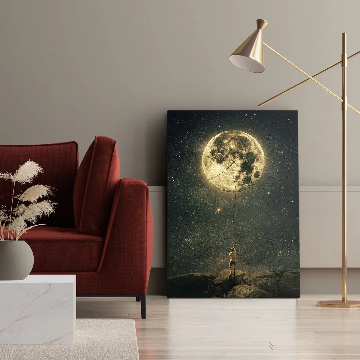 Bild auf Leinwand - Leinwandbild - Der Mann, der den Mond gestohlen hat - 55x100 cm