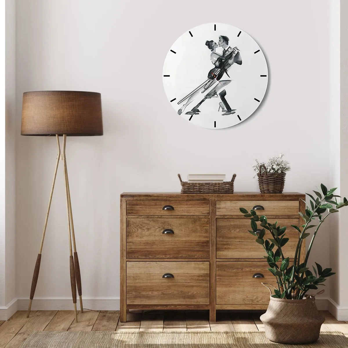 Wanduhr - Glasuhr - Ein tanzendes Paar in eleganter Pose auf weißem Hintergrund - 30x30cm - In einem Schlag - Moderne Wanddekoration für Wohnzimmer, Küche und Schlafzimmer ARTTOR