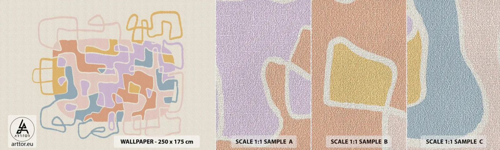 Fototapeten Muster Premium Canvas - Labyrinth – ein freudiges Abenteuer - Minimalismus, Pastell, Linien - 100x30 cm