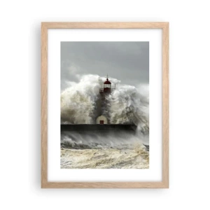 Poster in einem Rahmen aus heller Eiche - Die Wut des Ozeans - 30x40 cm