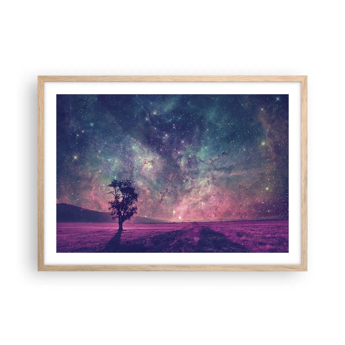 Poster in einem Rahmen aus heller Eiche - Unter dem magischen Himmel - 70x50 cm