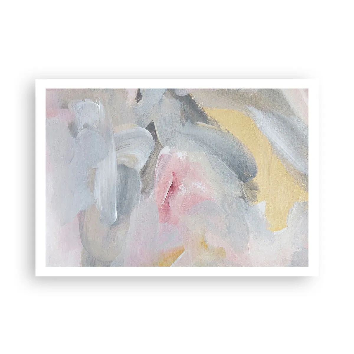 Poster - Abstrakte Pastellstriche in Rosa- und Grautönen. - 100x70cm - In einer Pastellwelt - Moderne Wanddekoration für Wohnzimmer und Schlafzimmer ARTTOR