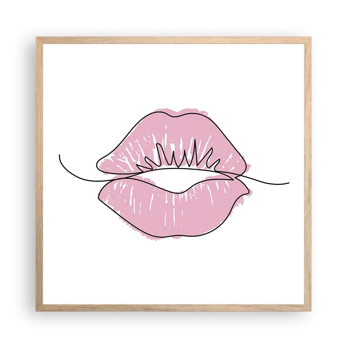Poster in einem Rahmen aus heller Eiche - Bereit zum Küssen? - 60x60 cm