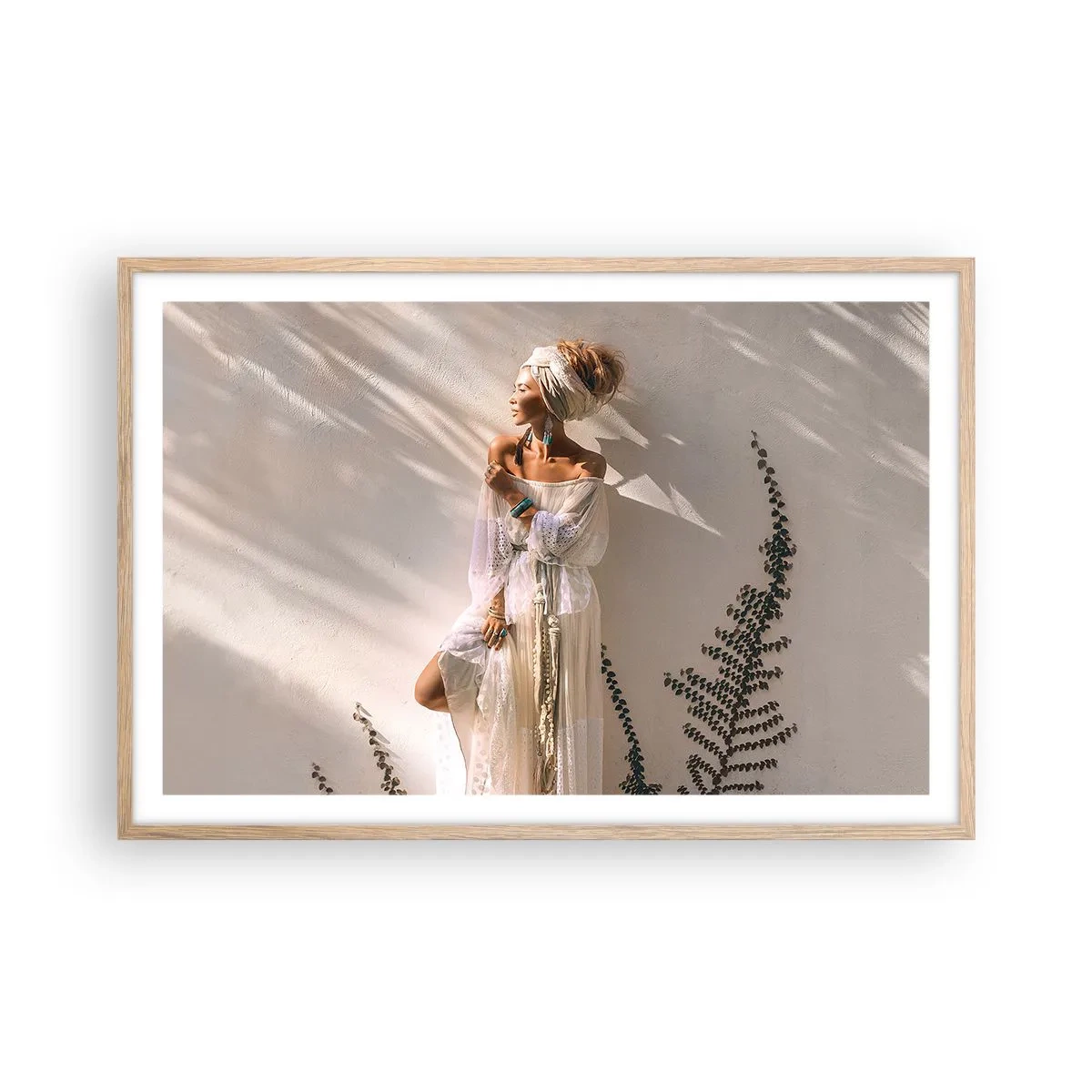 Poster in einem Rahmen aus heller Eiche - Die Sonne und das Mädchen - 91x61 cm