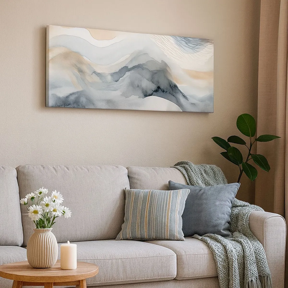 Bild auf Leinwand - Leinwandbild - Verschneite und neblige Abstraktion - 100x40 cm