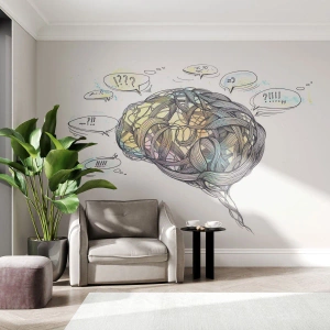 Selbstklebende Fototapete Deluxe Sticker - Mann - ein großes Geheimnis - Abstraktion, Gehirn, Grafik - 500x350 cm