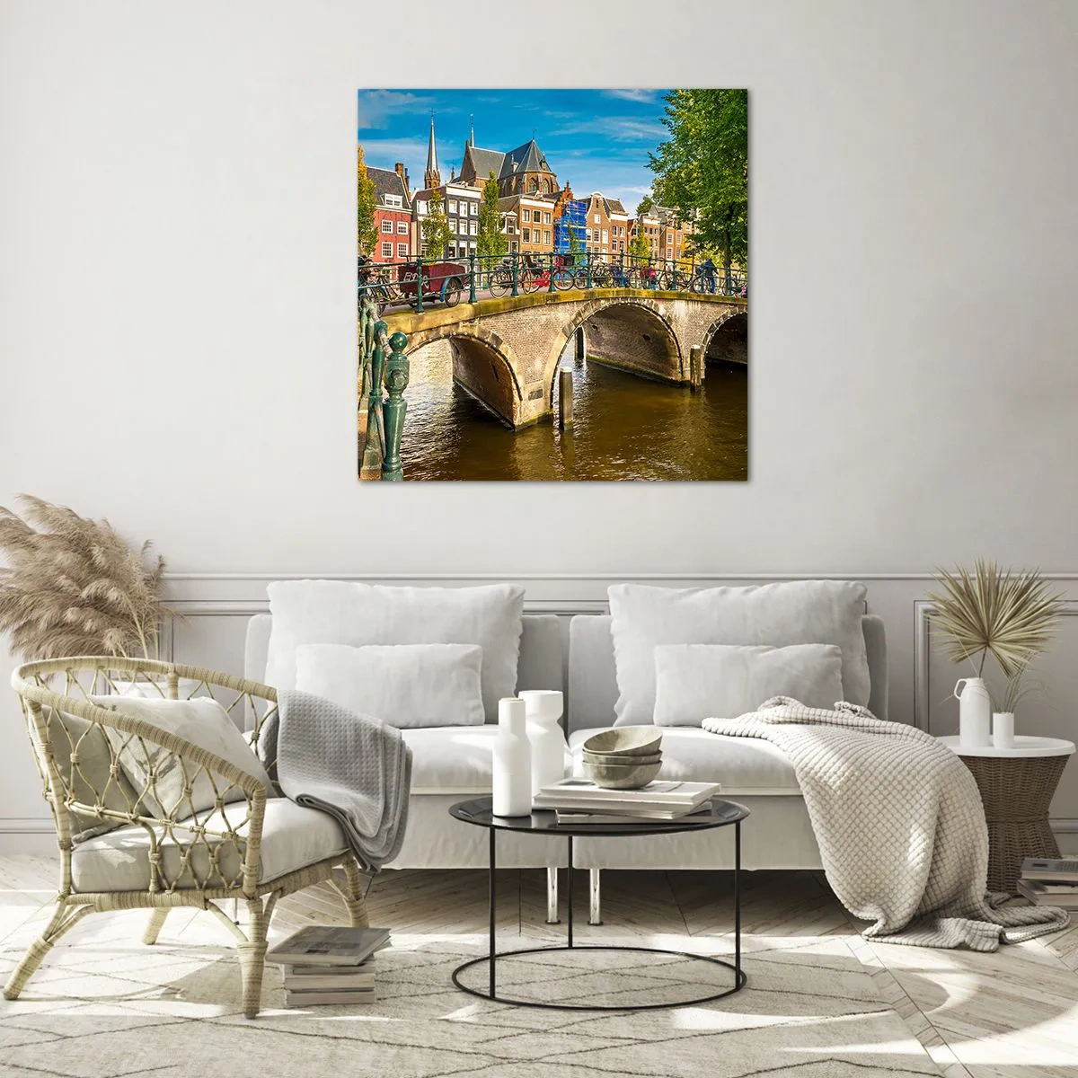 Glasbild - Bild auf glas - Frühling am Kanal - 30x30 cm