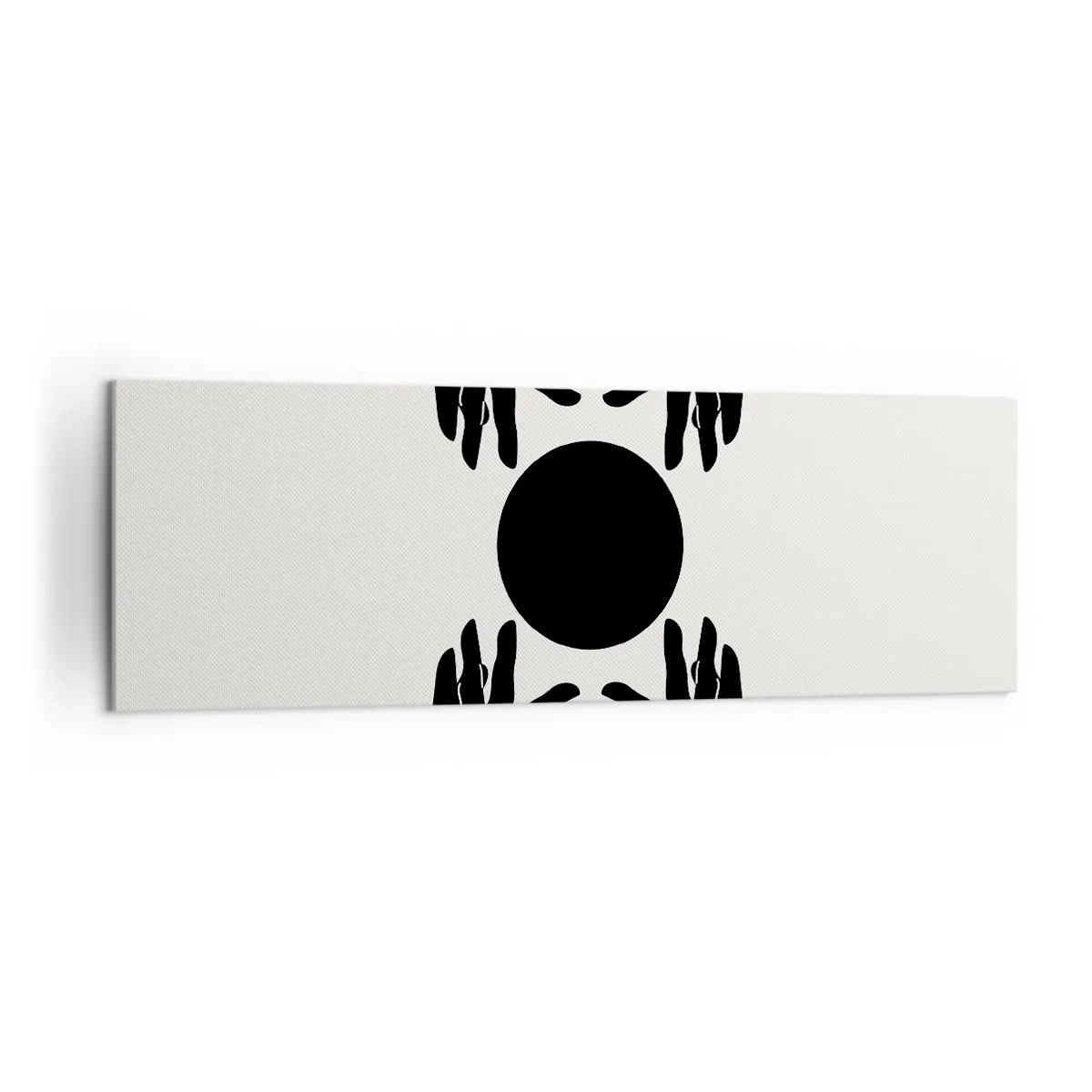 Bild auf Leinwand - Leinwandbild - Schwarze Hände in einer symmetrischen Komposition mit einer Kugel - 160x50cm - Geheimes Zeichen - Moderne Wanddekoration für Wohnzimmer und Schlafzimmer ARTTOR