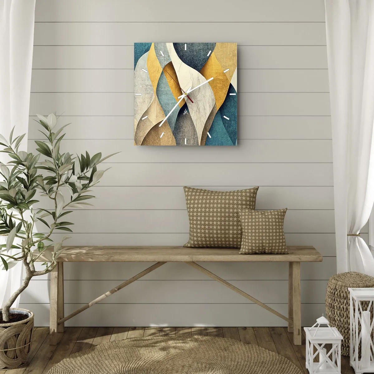 Wanduhr - Glasuhr - Rhythmus und Welle - 40x40 cm