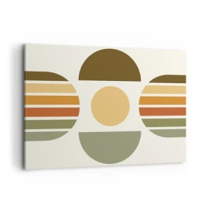 Bild auf Leinwand - Leinwandbild - Geometrische Komposition mit Halbkreisen und Streifen in Erdtönen - 100x70cm - In Erdtönen - Moderne Wanddekoration für Wohnzimmer und Schlafzimmer ARTTOR