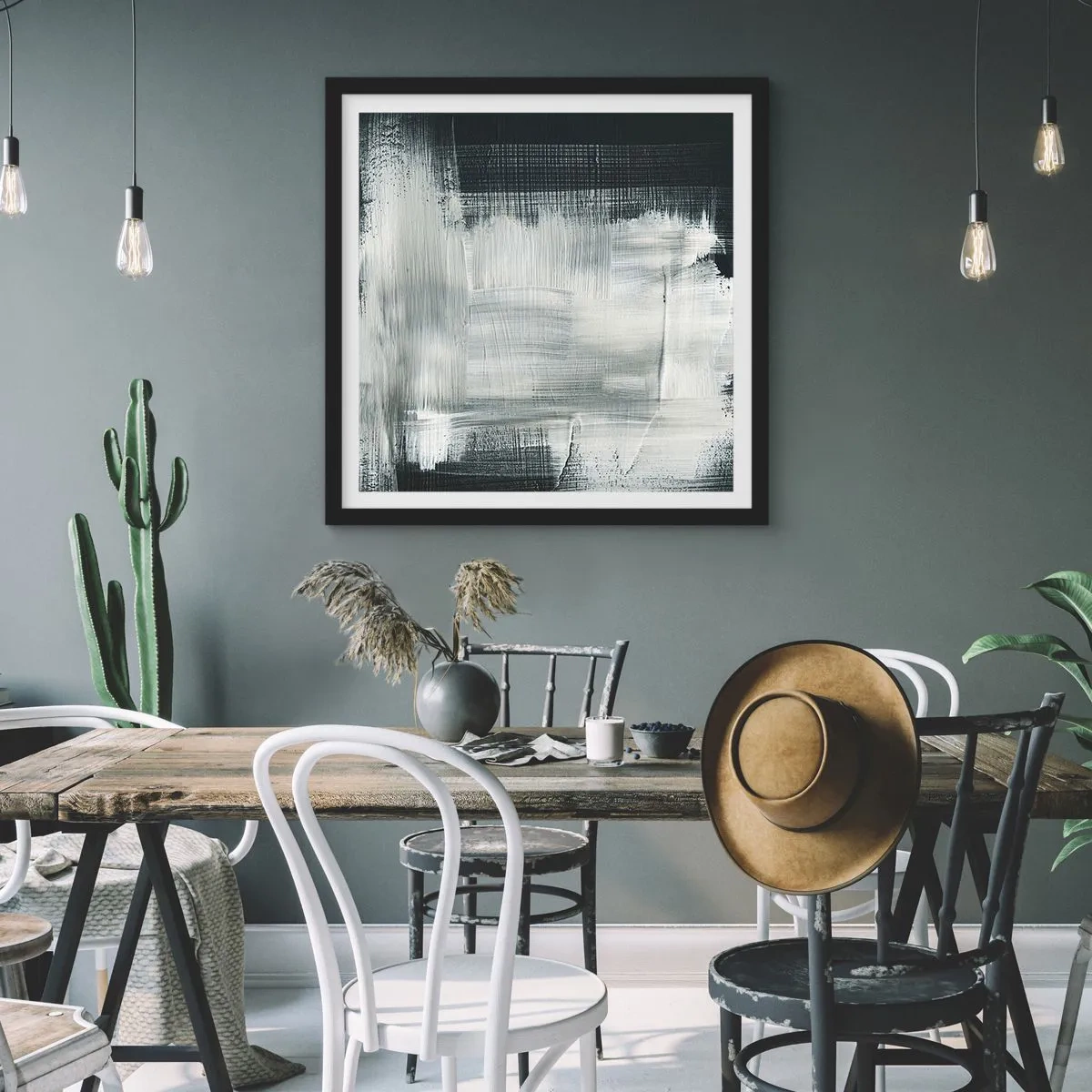 Poster in einem schwarzem Rahmen - Vertikal und horizontal gewebt - 30x30 cm