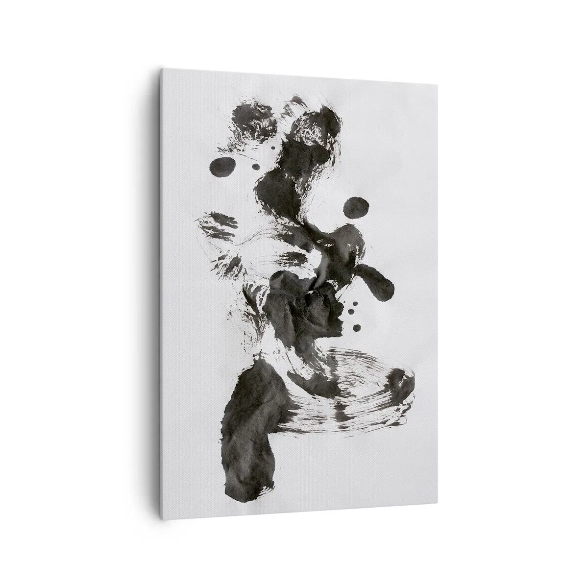 Bild auf Leinwand - Leinwandbild - Abstrakte Komposition aus schwarzen Flecken auf weißem Hintergrund - 70x100cm - Obwohl das Wahnsinn ist, steckt darin eine Methode? - Moderne Wanddekoration für Wohnzimmer und Schlafzimmer ARTTOR