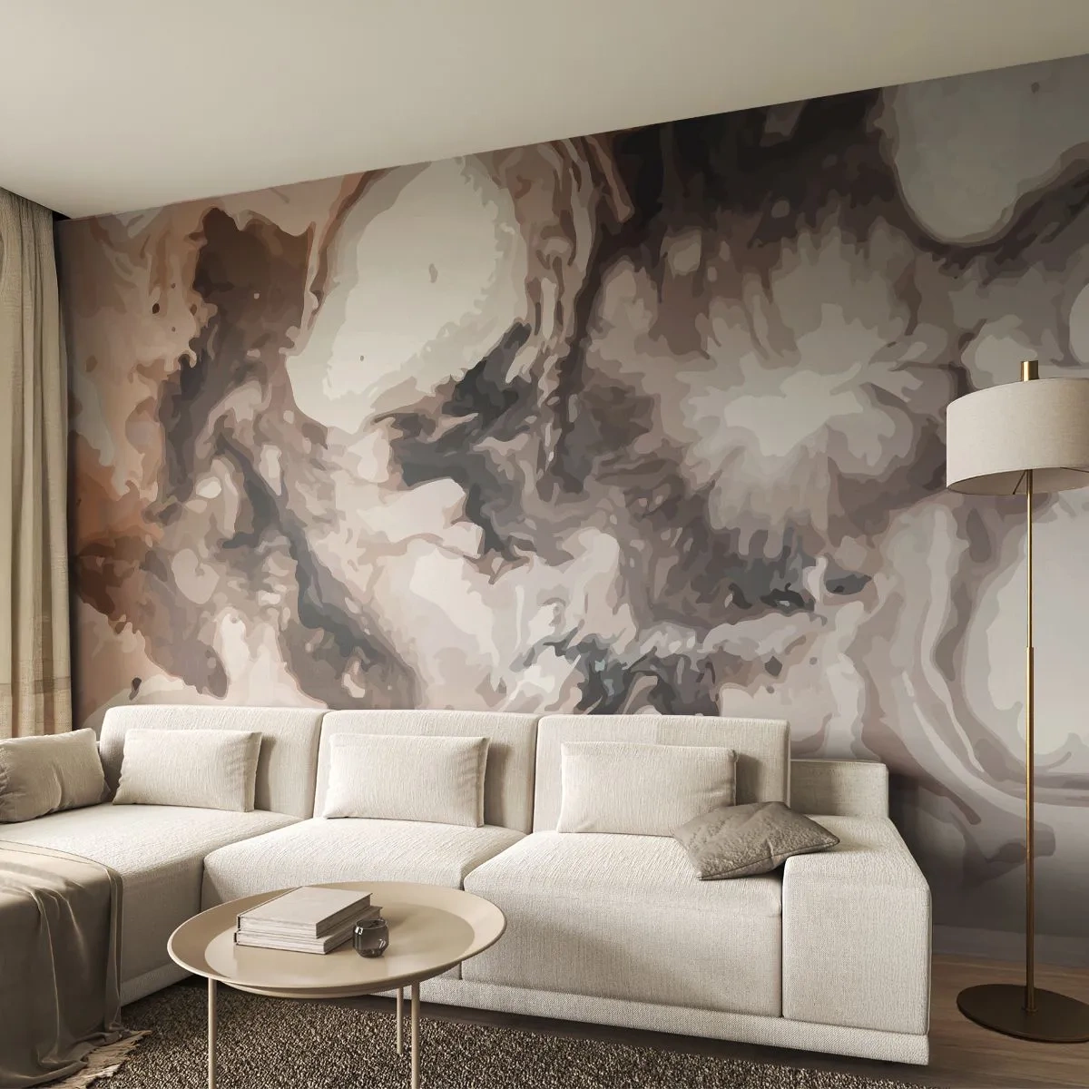Fototapete Premium Sand - Abstrakte Komposition in Beige- und Brauntönen - 100x70cm - Die Geburt einer Galaxie - Moderne Wanddekoration für Wohnzimmer und Schlafzimmer ARTTOR